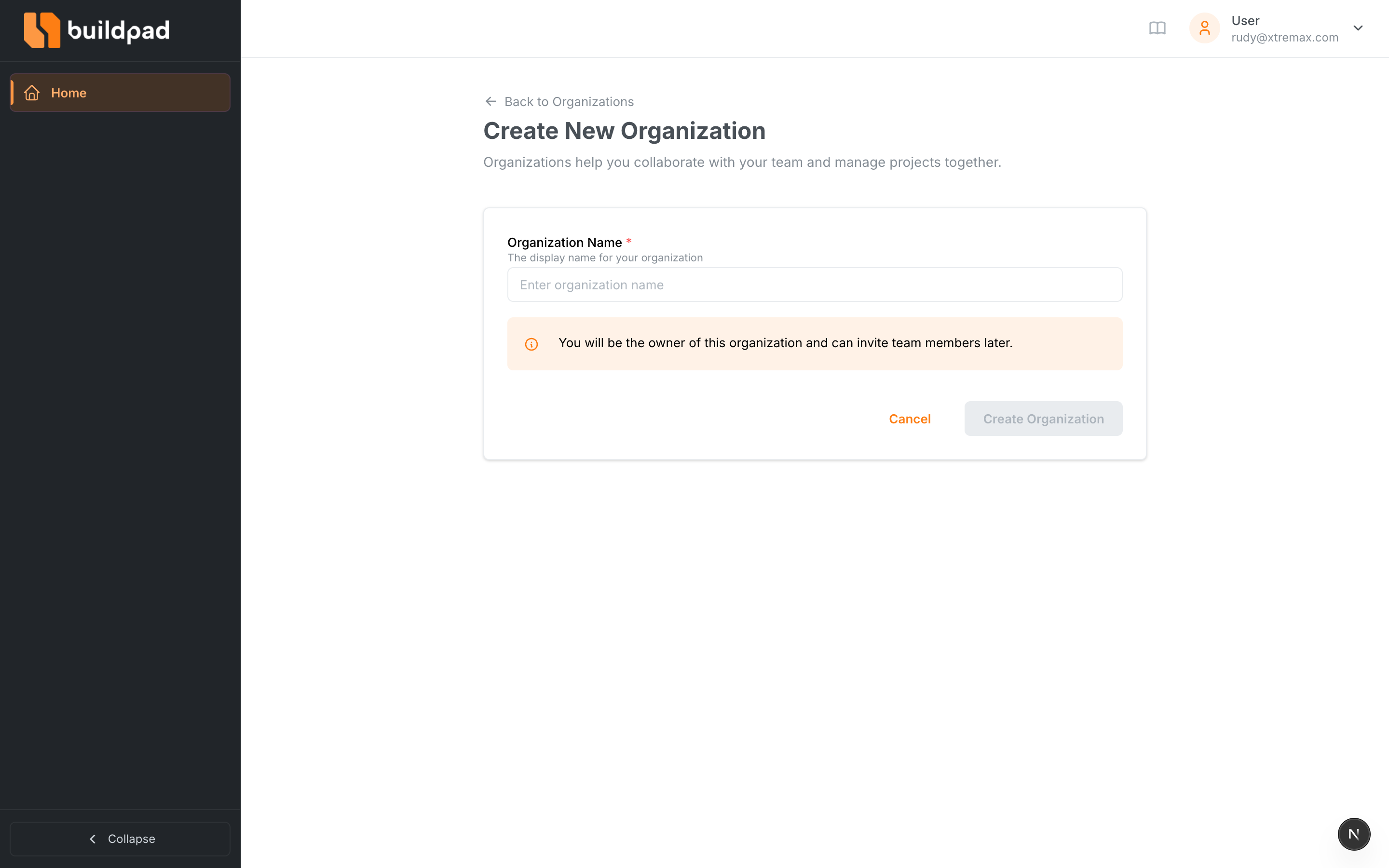 Create an organization